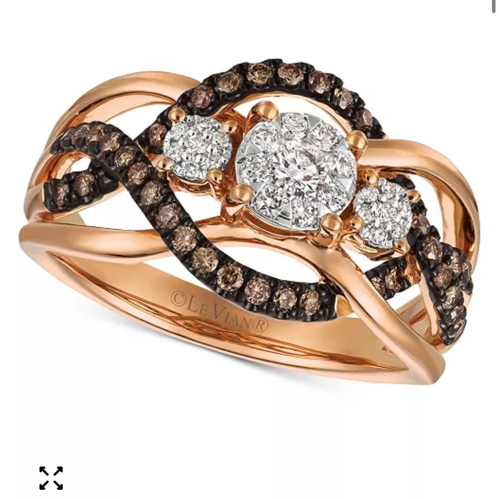 Levian Rose Gold Ring with Chocolate and White Diamonds